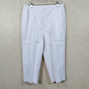 2/$10 04129 D & Co white cotton wide leg cropped pants L